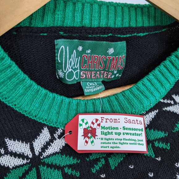 Ugly Christmas Sweater Unisex XL Polo Bear “Light It Up” Holiday Knit Tight Knit - Picture 5 of 7